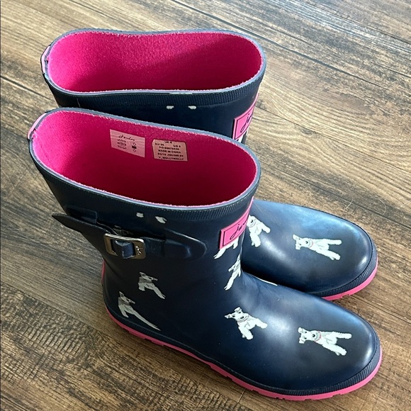 Navy and Pink Dog Print Rain Boots - Picture 4 of 8